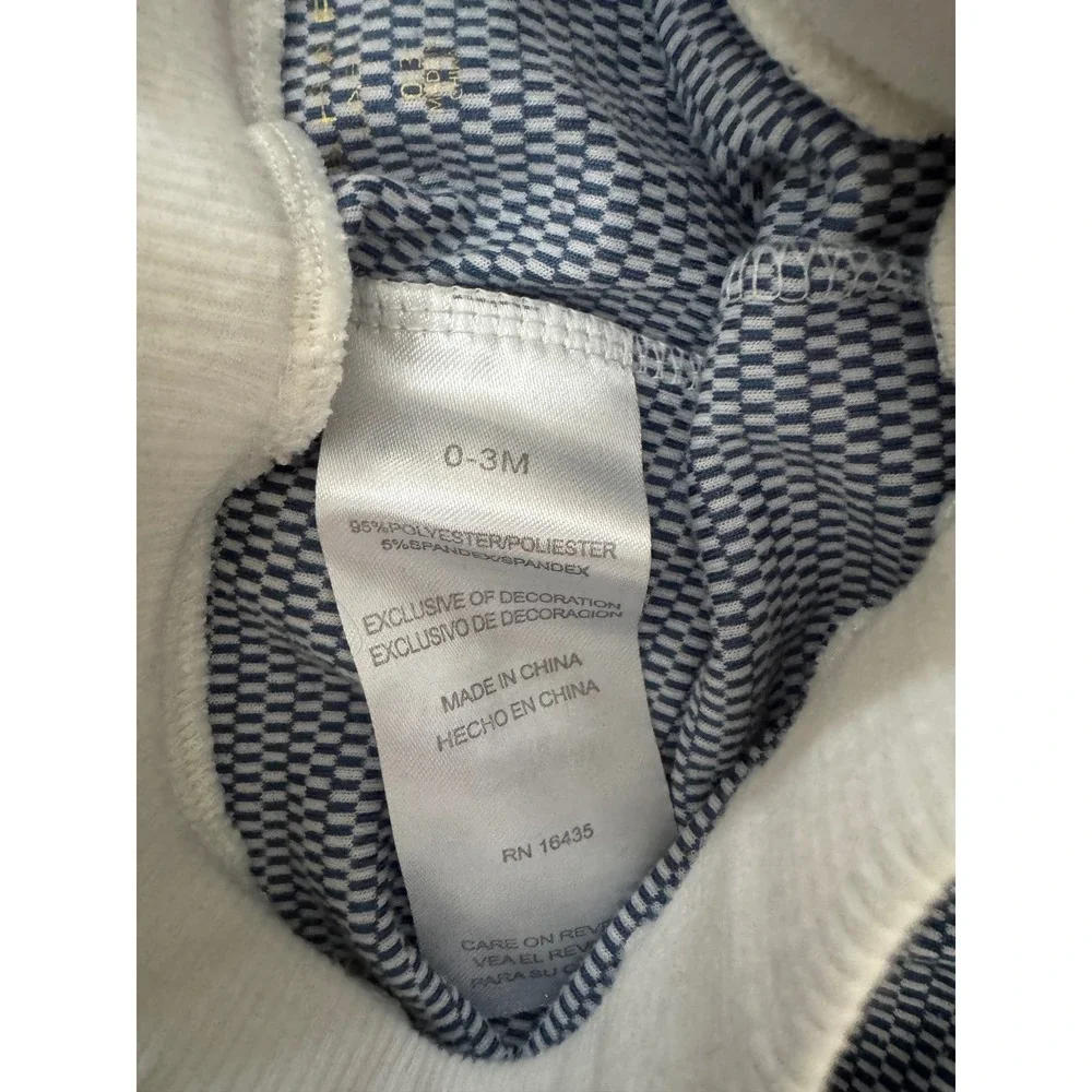 Tahari Baby 3pc Set Blue White Textured Henley Bodysuit Joggers Hat 0-3M RN16435